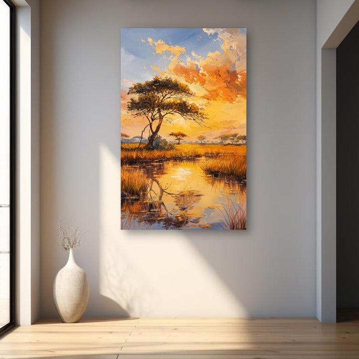 Peinture Savane Africaine, art mural décoration nature