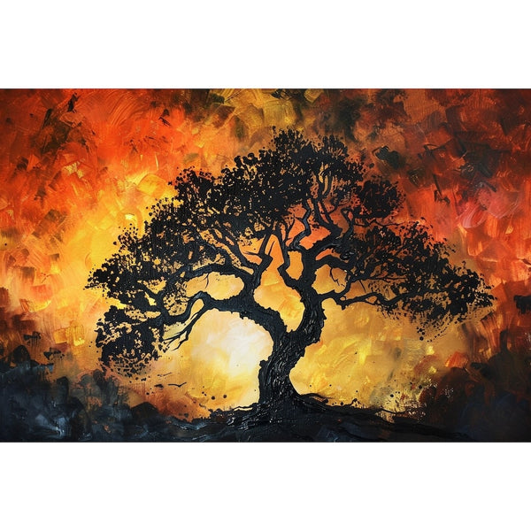 Peinture Silhouette Arbre, art mural décoration nature