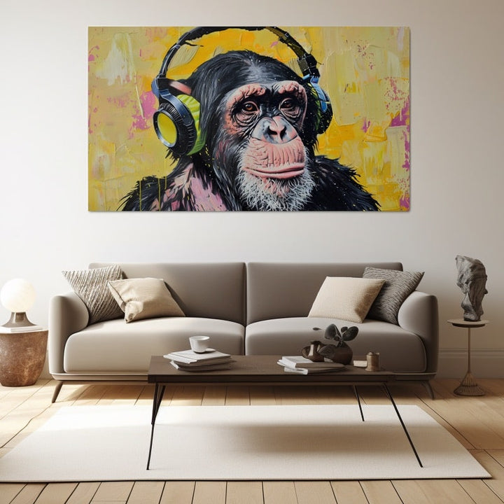 Peinture Singe Casque, art mural décoration nature