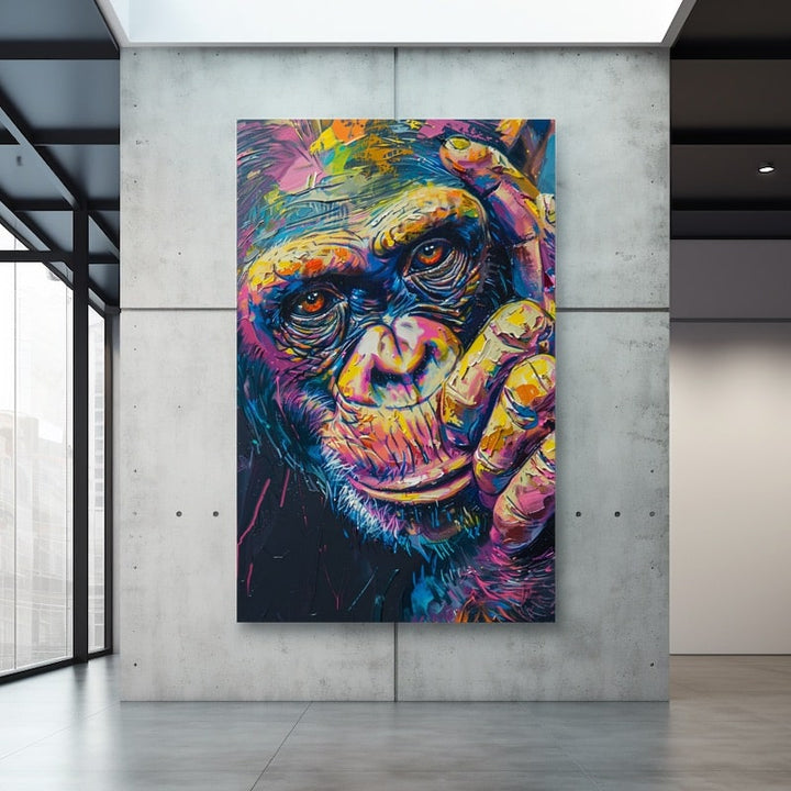 Peinture Singe Coloré, art mural décoration nature