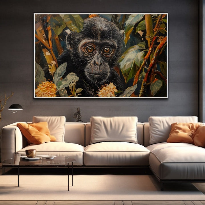 Peinture Singe Congo, art mural décoration nature