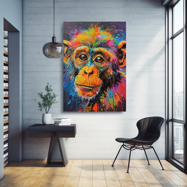 Peinture Singe Couleur, art mural décoration nature