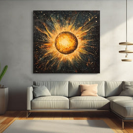 Peinture Soleil Abstrait, art mural décoration nature