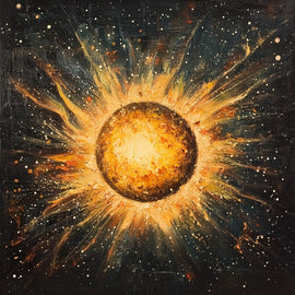 Peinture Soleil Abstrait, art mural décoration nature