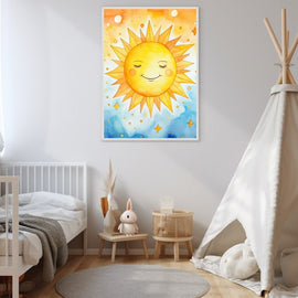 Peinture Soleil Maternelle, art mural décoration nature