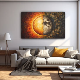 Peinture Soleil et Lune, art mural décoration nature