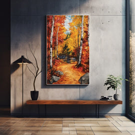 Peinture Sous-Bois Automne, art mural décoration nature