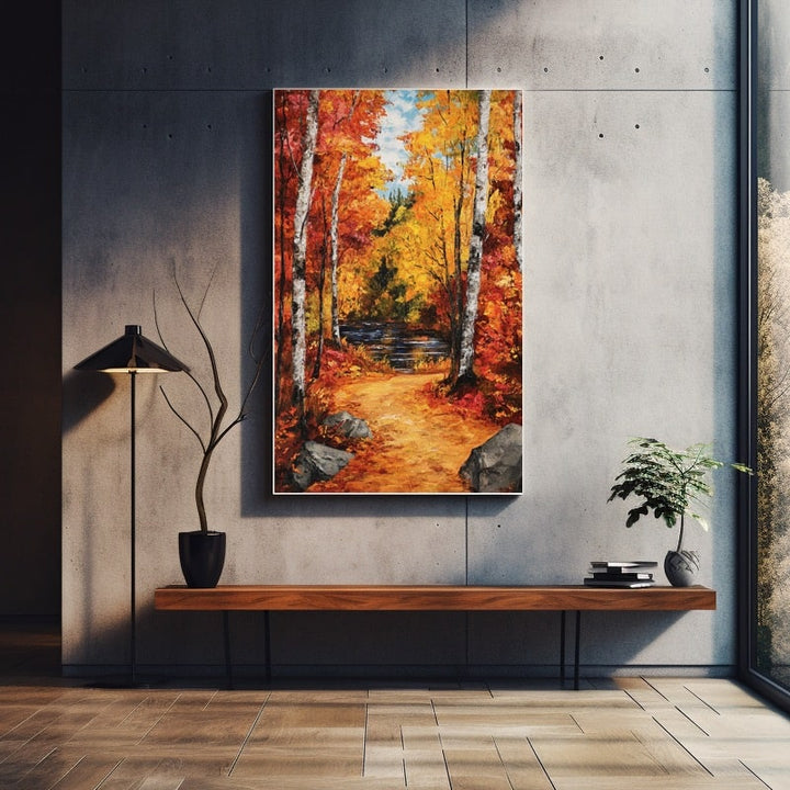 Peinture Sous-Bois Automne, art mural décoration nature