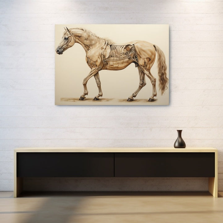Peinture Squelette Cheval, art mural décoration nature