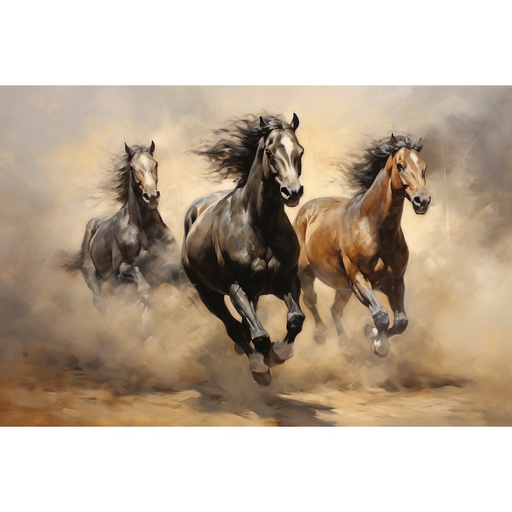 Trois Chevaux au Galop, art mural décoration nature