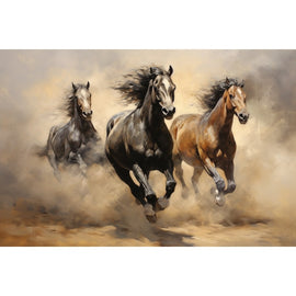 Trois Chevaux au Galop, art mural décoration nature