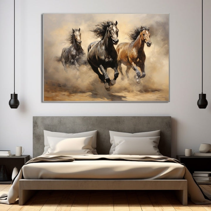 Trois Chevaux au Galop, art mural décoration nature