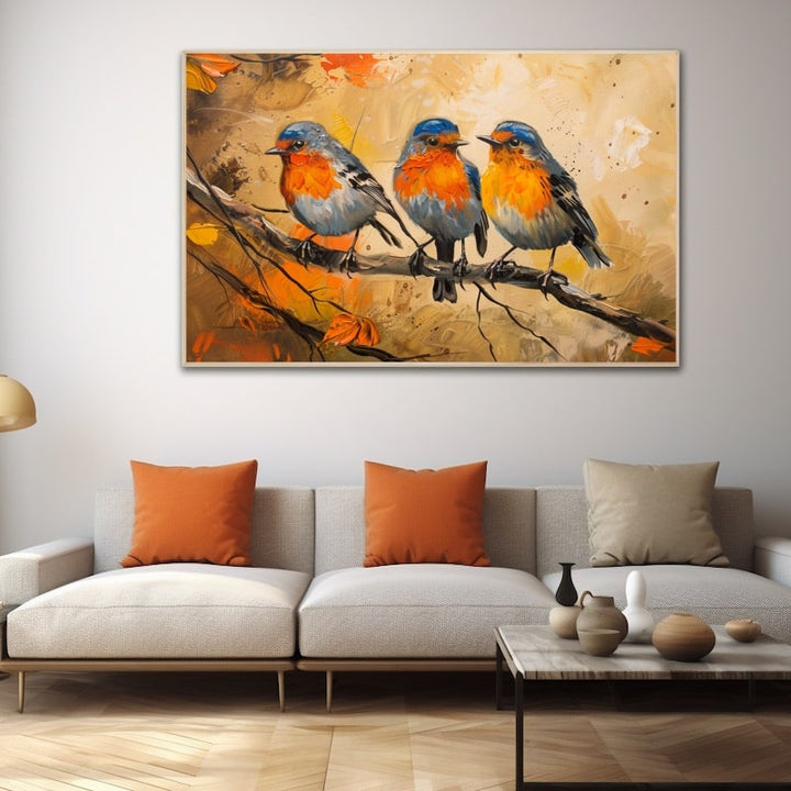 Peinture sur les Oiseaux, art mural décoration nature