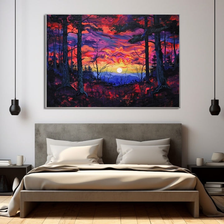 Peinture sur Toile Coucher de Soleil, art mural décoration nature