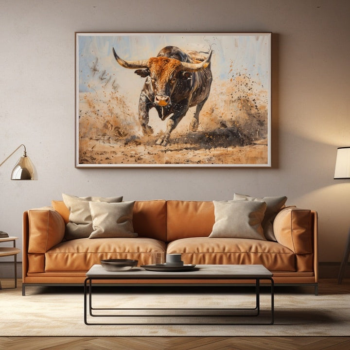 Peinture sur Toile Taureau, art mural décoration nature