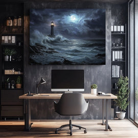 Peinture Tableau Bleu Nuit, art mural décoration nature