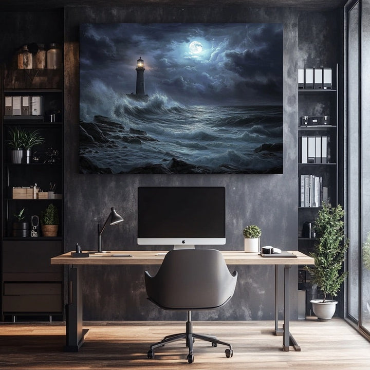 Peinture Tableau Bleu Nuit, art mural décoration nature