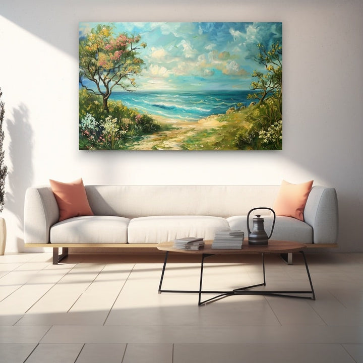 Peinture Tableau Bord de Mer, art mural décoration nature