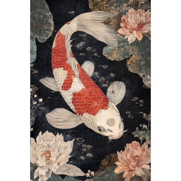 Peinture Tableau Carpe Koi, art mural décoration nature