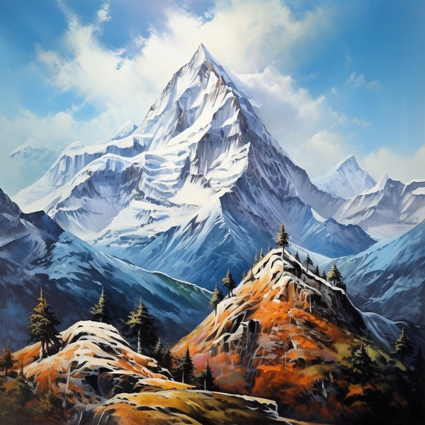 Tableau Peinture Montagne, art mural décoration nature