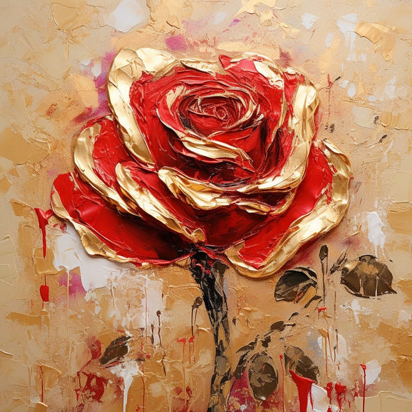Tableau Peinture Rose, art mural décoration nature