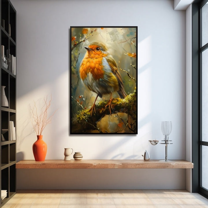 Peinture Tableau Rouge-Gorge, art mural décoration nature