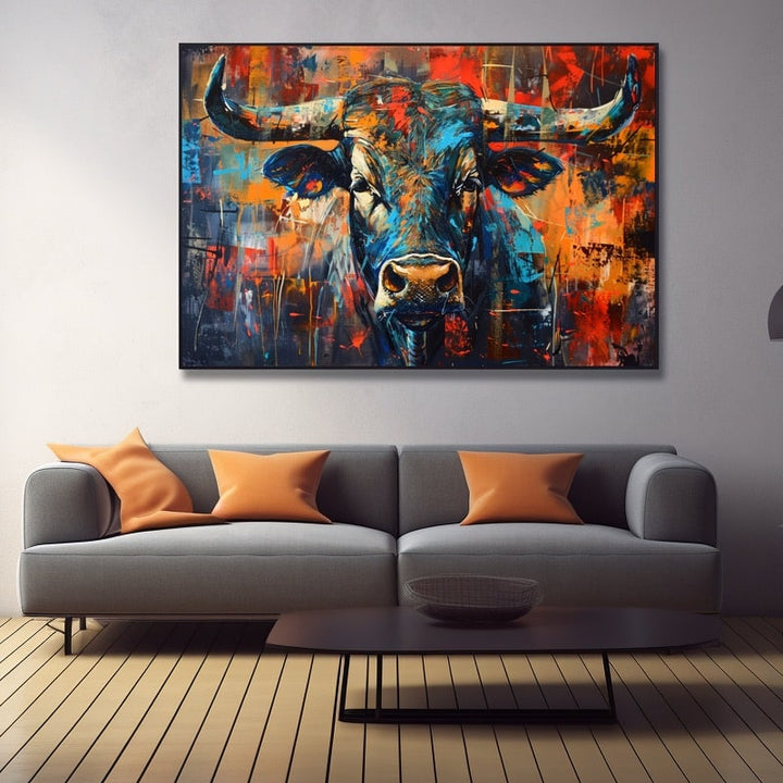 Peinture Taureau Abstrait, art mural décoration nature