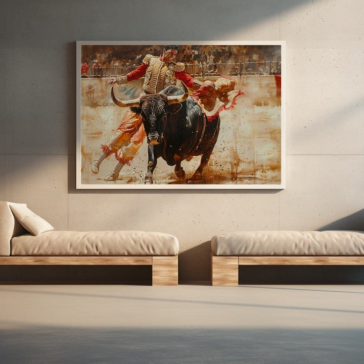 Peinture Taureau Corrida, art mural décoration nature