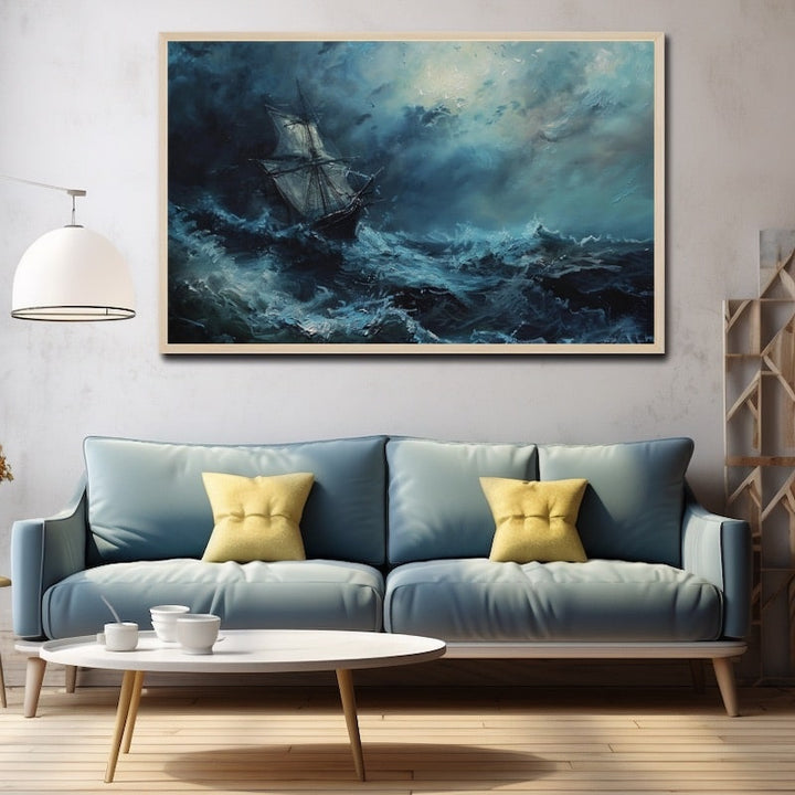Peinture Mer en Furie, art mural décoration nature
