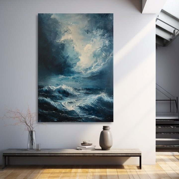 Peinture Tempête Mer, art mural décoration nature