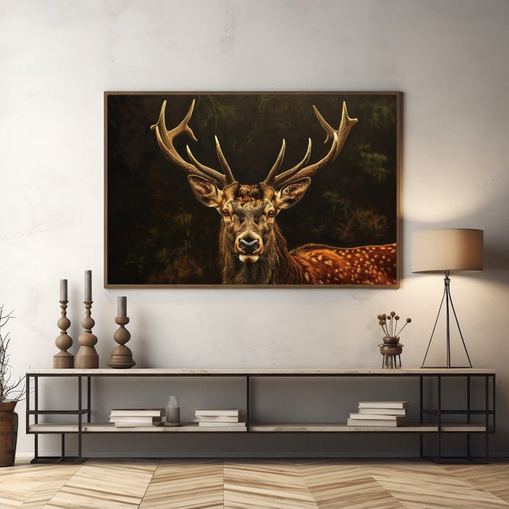 Peinture Tête de Cerf, art mural décoration nature