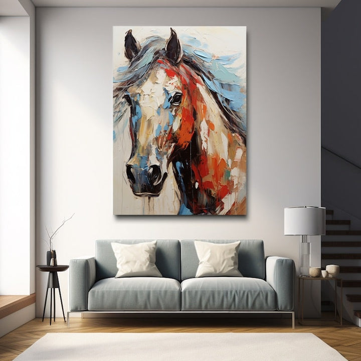 Peinture Tête de Cheval Moderne, art mural décoration nature