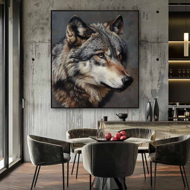 Peinture Tête de Loup, art mural décoration nature