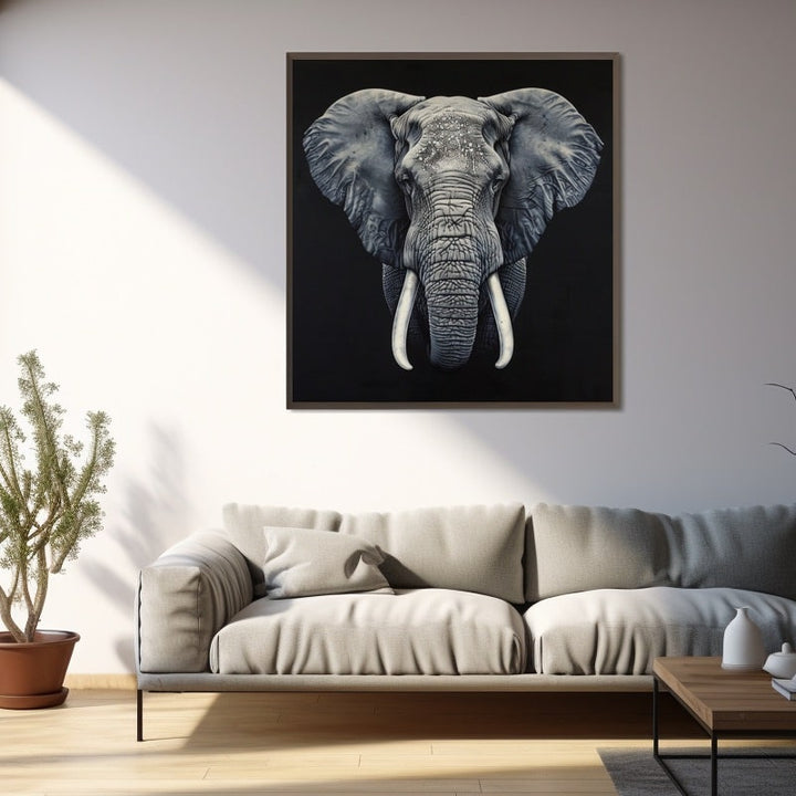 Peinture Tête Éléphant, art mural décoration nature