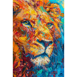 Peinture Tête de Lion Coloré, art mural décoration nature