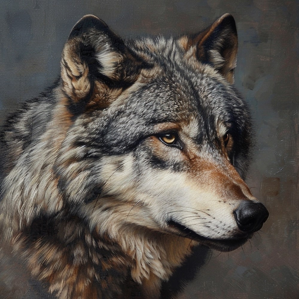 Peinture Tête de Loup, art mural décoration nature