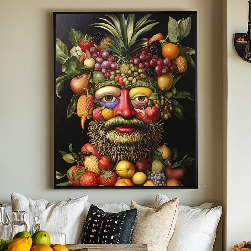 Peinture Tête avec Fruits et Légumes