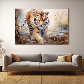 Peinture Tigre en Marche, art mural décoration nature