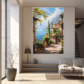 Peinture sur Toile Paysage Méditerranéen, art mural décoration nature