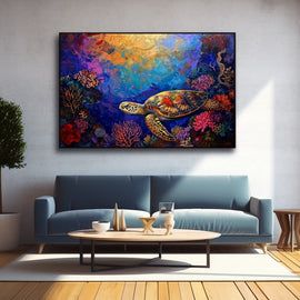 Peinture Tortue, art mural décoration nature