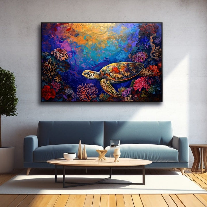 Peinture Tortue, art mural décoration nature