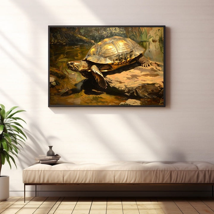 Peinture Tortue de Terre, art mural décoration nature