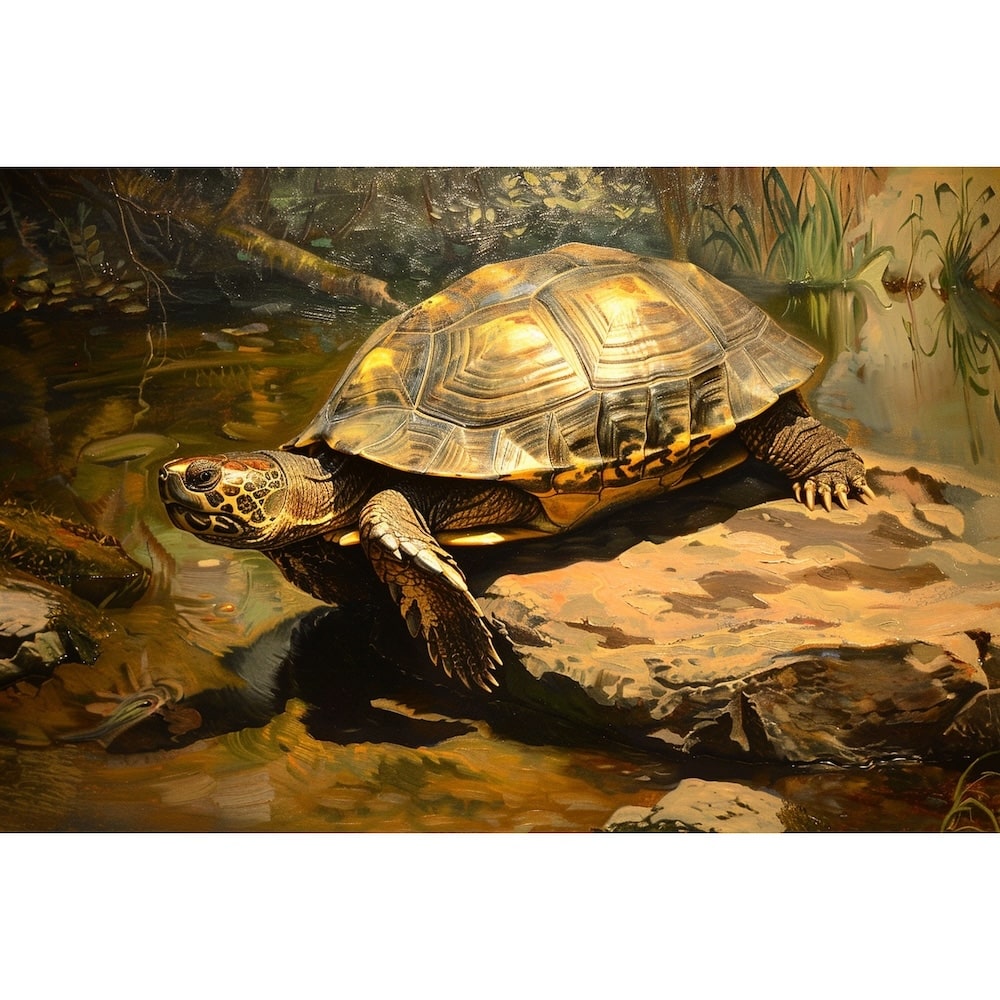 Peinture Tortue de Terre, art mural décoration nature