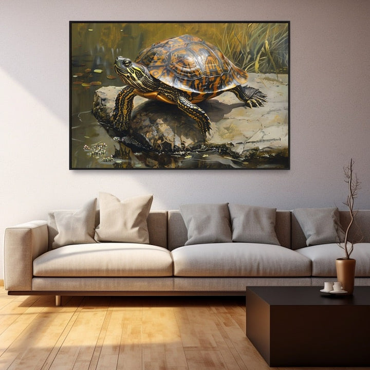 Peinture Tortue Terrestre, art mural décoration nature