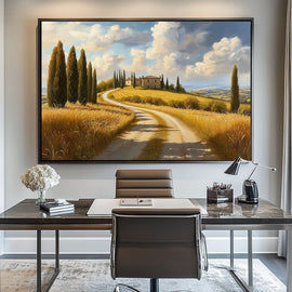 Peinture Toscane, art mural décoration nature