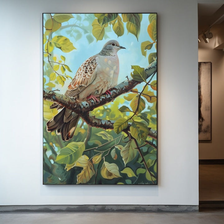 Peinture Tourterelle, art mural décoration nature