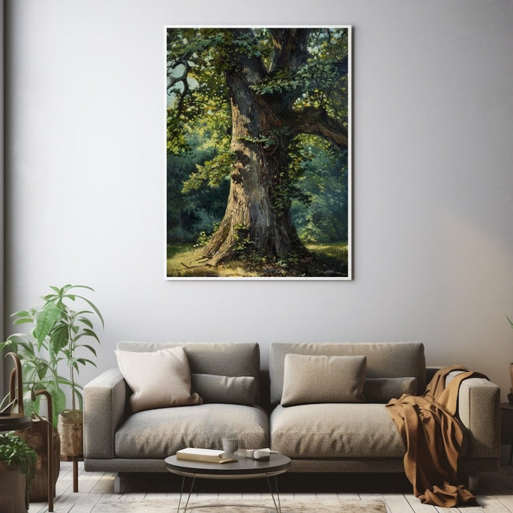 Peinture Tronc Arbre, art mural décoration nature