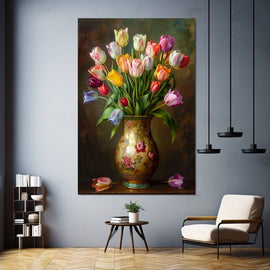 Peinture Tulipes dans un Vase, art mural décoration nature