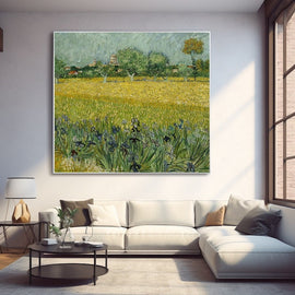 Peinture Van Gogh Champ d'Iris, art mural décoration nature