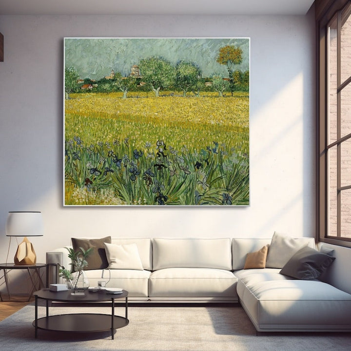 Peinture Van Gogh Champ d'Iris, art mural décoration nature